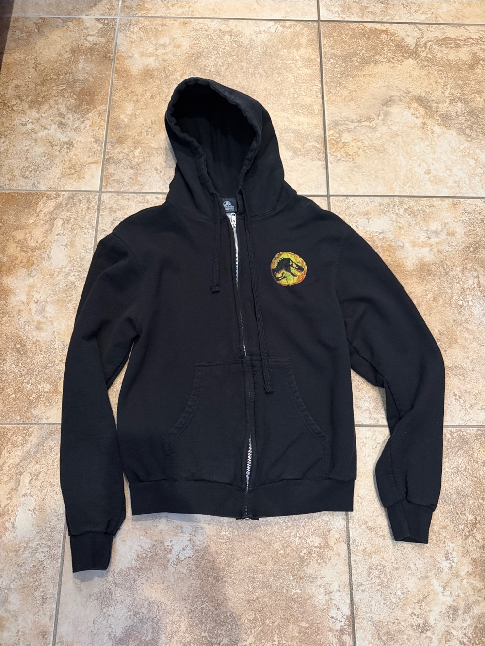 Universal Studios Jurassic World Black Kids Zip-Up Hoodie with Graphic Logo S